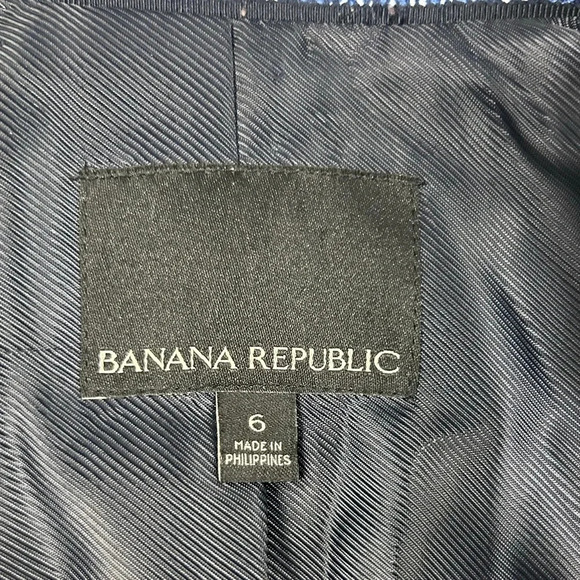 Banana Republic Geometric Blue Black White Blazer Jacket Business Career Preppy - Picture 7 of 10